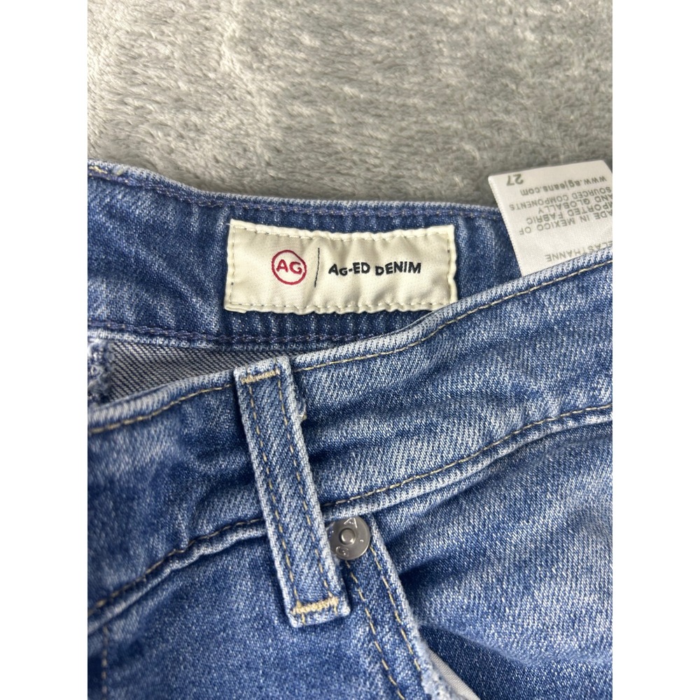 AG Adriano Goldschmied Saige Wide Leg Crop Jean 27 Mid Rise Raw Hem Medium Wash - Picture 6 of 11
